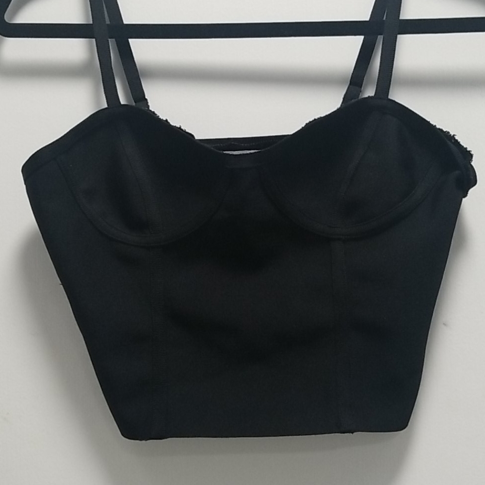 Black Bustier Style Crop Top